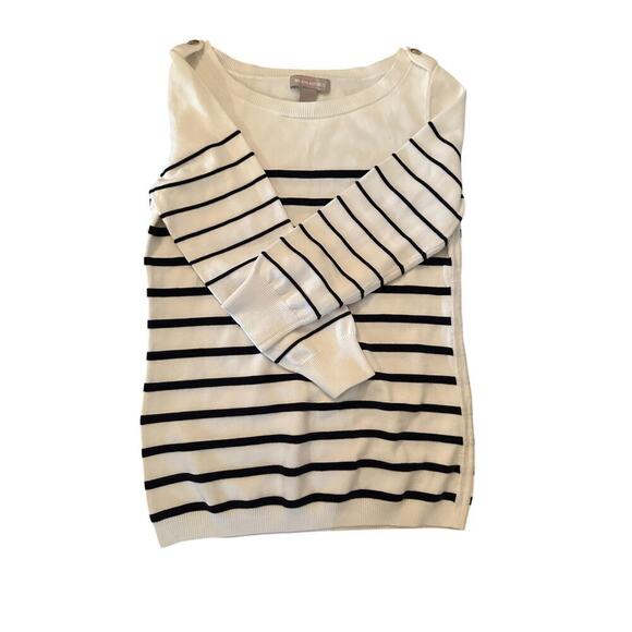 Banana Republic Women's White Blue Stripe Pattern cotton Sweater Size Small - Picture 7 of 8